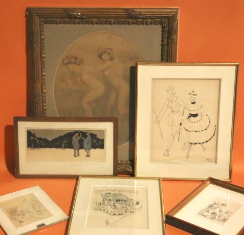 Ensemble de six dessins