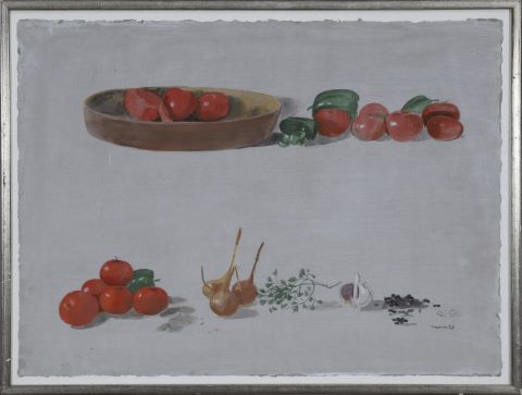 Tomates et poivrons, pour l’ouvrage “Peintres aux fourneaux” de Nadine…