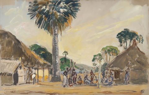 Géo François (1880-1968) Scène de village...