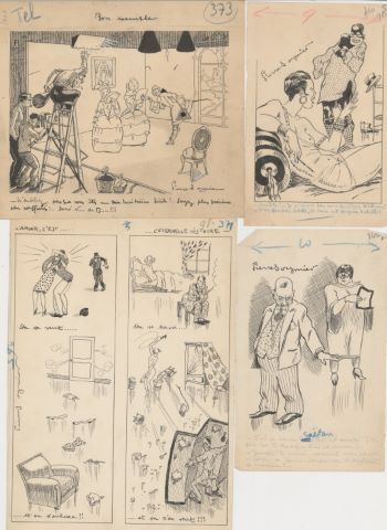 3 caricatures et 1 planche