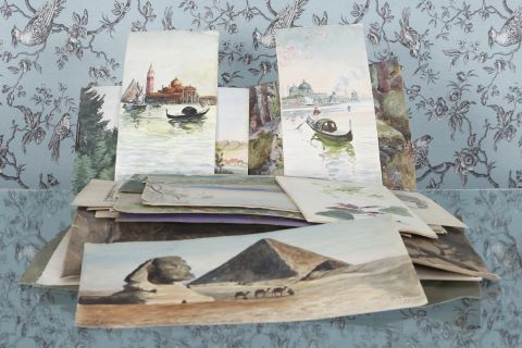 Environ 70 aquarelles et dessins