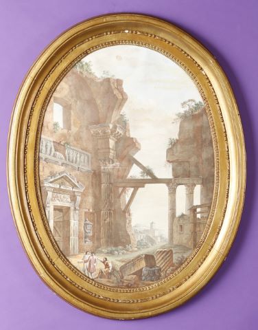 Personnages dans des ruines antiques