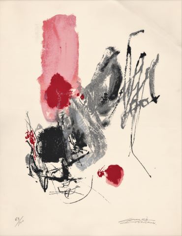 Chu Teh-Chun (1920-2014) Composition rouge et noir
