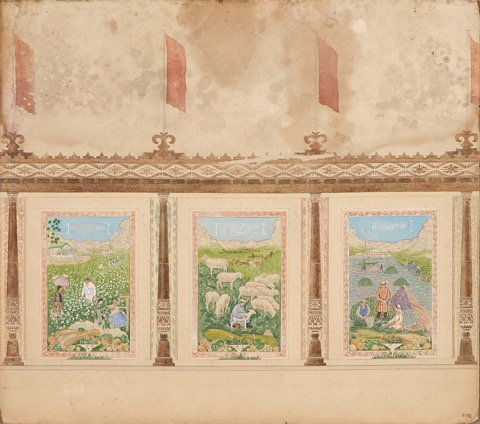 Projet de décor pour le pavillon du Kirghizistan à l'occasion…