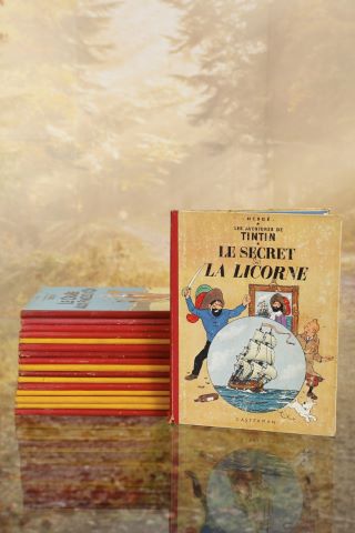 Ensemble de 17 albums de Hergé (Tintin et Jo, Zette…