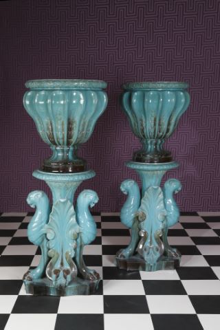 Clément Massier (c.1845-1917) Paire de vasques...