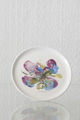 Zao Wou-Ki (1920-2013) Assiette Orchidées