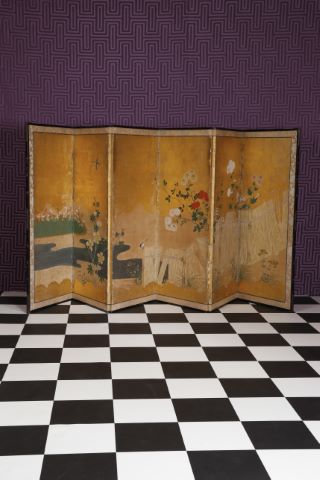 Petit paravent byobu à six feuilles