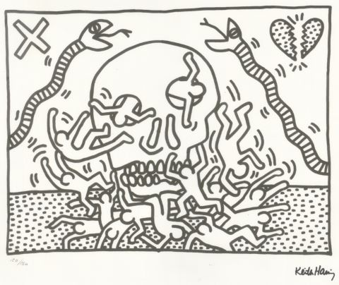 D’après Keith Haring Tête de mort