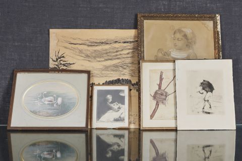 Gravures et dessins à thématique animalière et de paysagère [6…