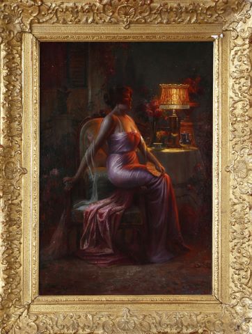 Delphin Enjolras (1857-1945) Élegante à la lampe