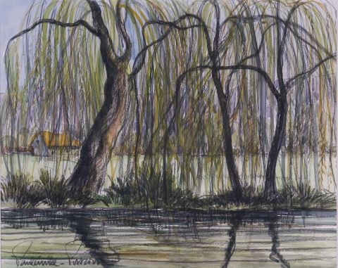 Les Saules pleureurs au bord de la rivière,