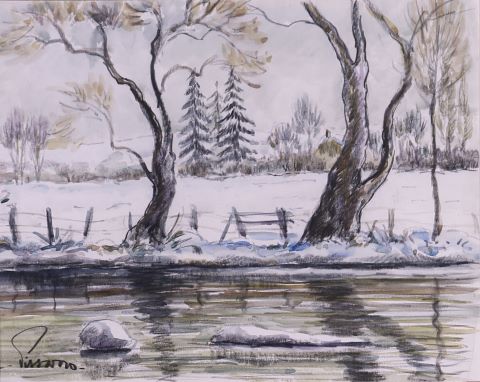 Paysage d'hiver à la rivière