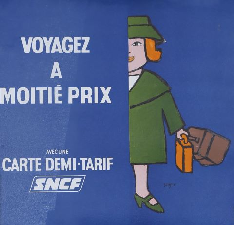 Ensemble de 7 affiches SNCF “Voyagez à moitié prix”