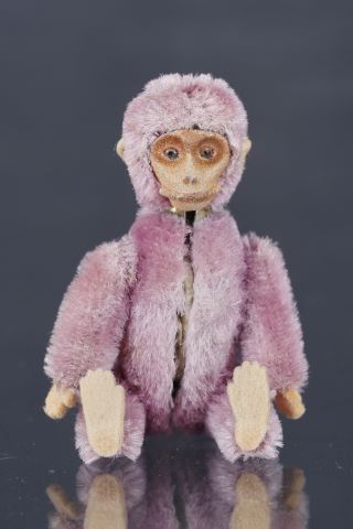Rare singe en peluche articulé formant boîte de beauté