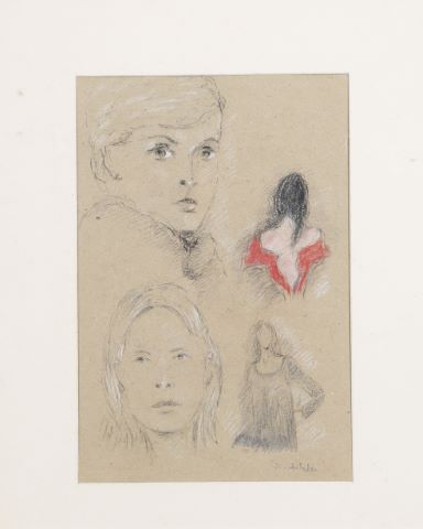 École du XXe siècle Études de visages et de bustes