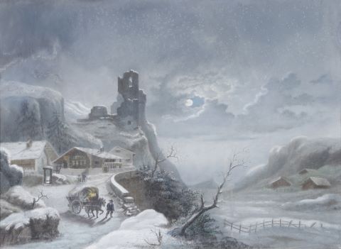 École du début du XXe siècle Paysage enneigé