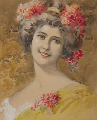 Portrait de femme à la couronne de fleurs