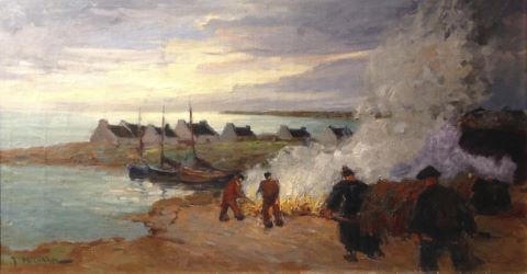 Luc Deschamps (né en 1961) Paysans en bord de mer