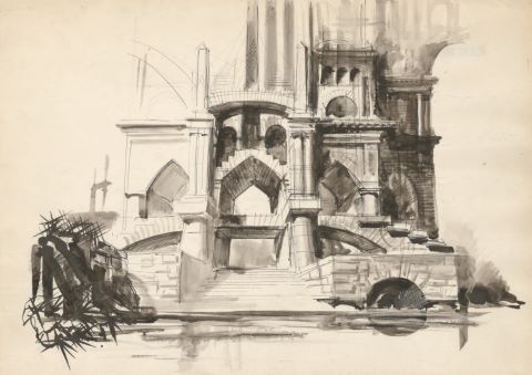 Paul Mantes (1921-2004) Entrée de palais
