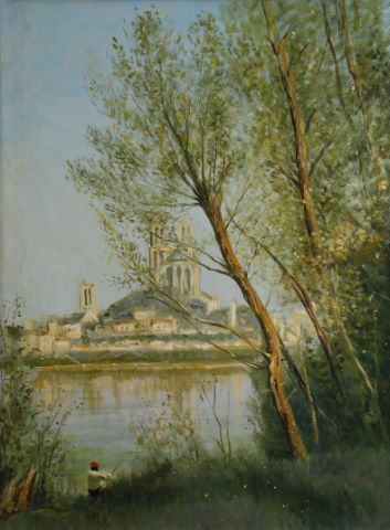 Paul Mantes (1921-2004) Paysage à la cathédrale