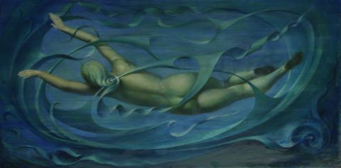 Paul Mantes (1921-2004) Ondine dans les vagues
