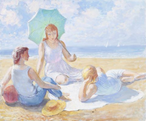 Paul Mantes (1921-2004) Détente en bord de mer