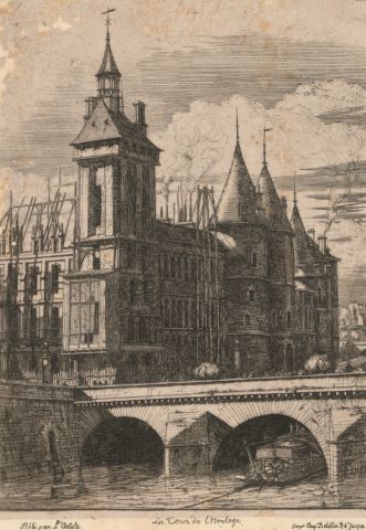 Charles Méryon (1821-1868) La tour de l'horloge,...
