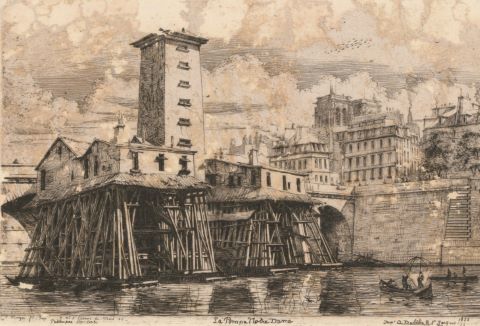 Charles Méryon (1821-1868) La pompe Notre-Dame,...