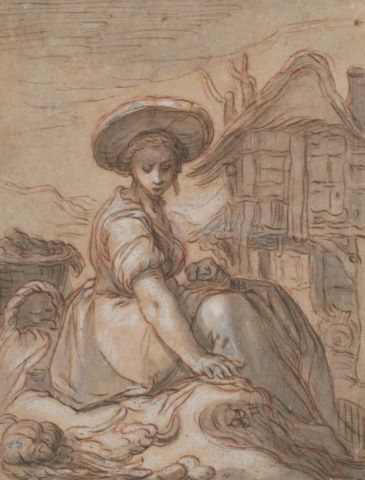 École d’Abraham Bloemaert (1564-1661) Paysanne...