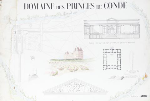 Deux plans d’architectes des châteaux des domaines des Princes de…