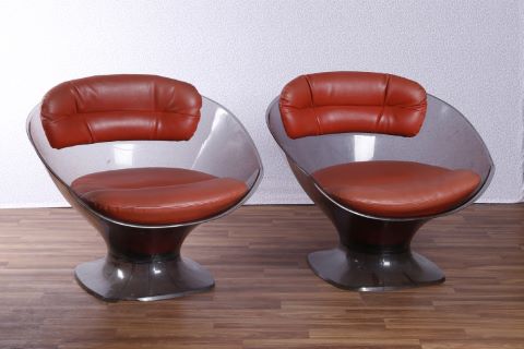 Raphaël (1912-2000) Paire de fauteuils bas
