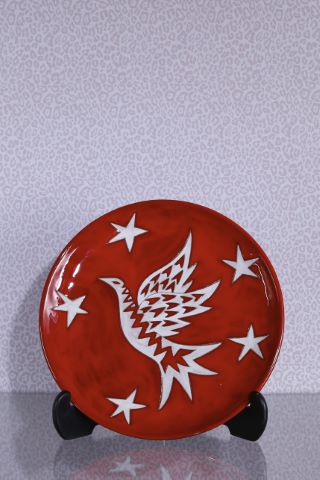Jean Picart le Doux (1902-1982) Grand plat rouge...