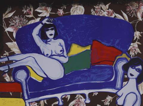 Nus au canapé bleu