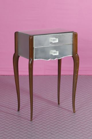 Chevet en miroir ouvrant à deux tiroirs