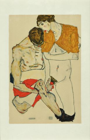 Egon Schiele (1890-1918), attribué à Liebespaar...