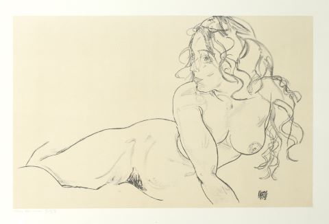 Reclining nude with raiser torso