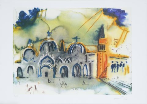 Salvador Dalí (1904-1989) Venise, la basilique...