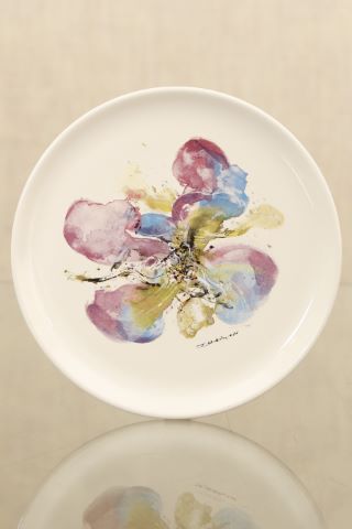 Zao Wou-Ki (1920-2013) Assiette Orchidées