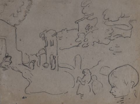 Louis Valtat (1869-1952) Enfants dans un village...