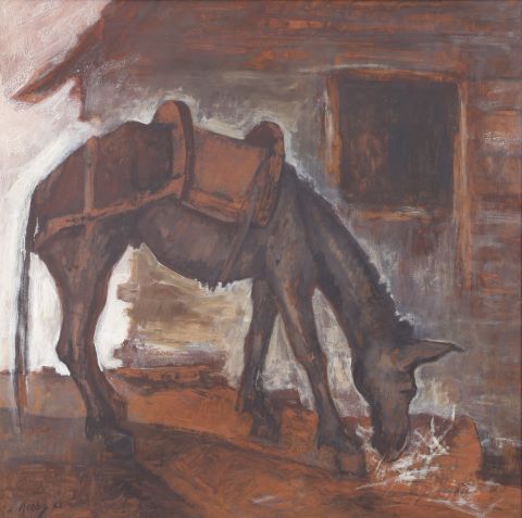 Walter Krebs (1900-1965) Âne devant une auberge