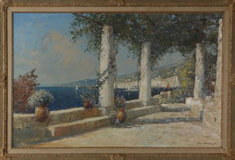 Merio Ameglio (1897-1970) Terrasse méditerranéenne