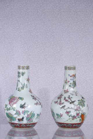 Paire de vases pansus à long col