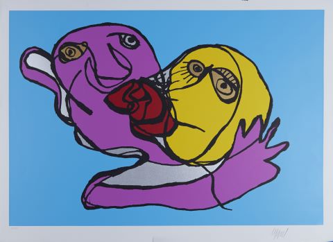 Karel Appel (1921-2006) Sky blue kiss