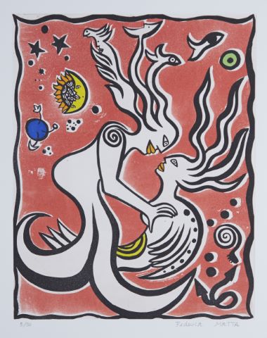 Federica Matta (née en 1955) (fond rouge)