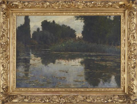 Adrien Moreau (1843-1906) Paysage Lacustre
