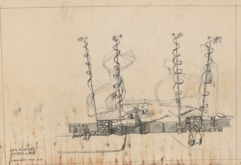 Exceptionnel ensemble de plans d’architecte de la maison de l’artiste…