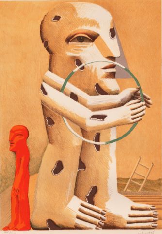 Horst Antes (né en 1936) Gefleckte Figur mit...