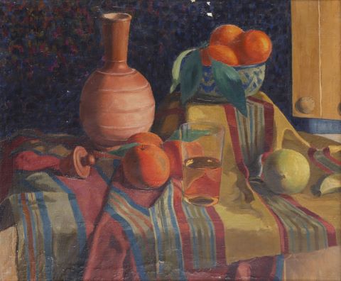 Jean Denis (XXe siècle) Nature morte aux oranges