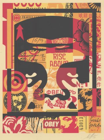 Triptyque 3 faces Obey Giant (collage)
